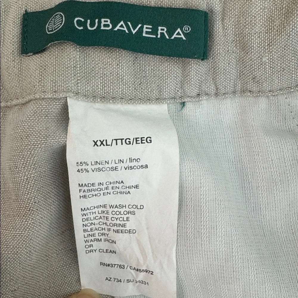 Cubavera Tan Linen Viscose Casual‎ Resortwear Drawstring Waist Pants Size XXL